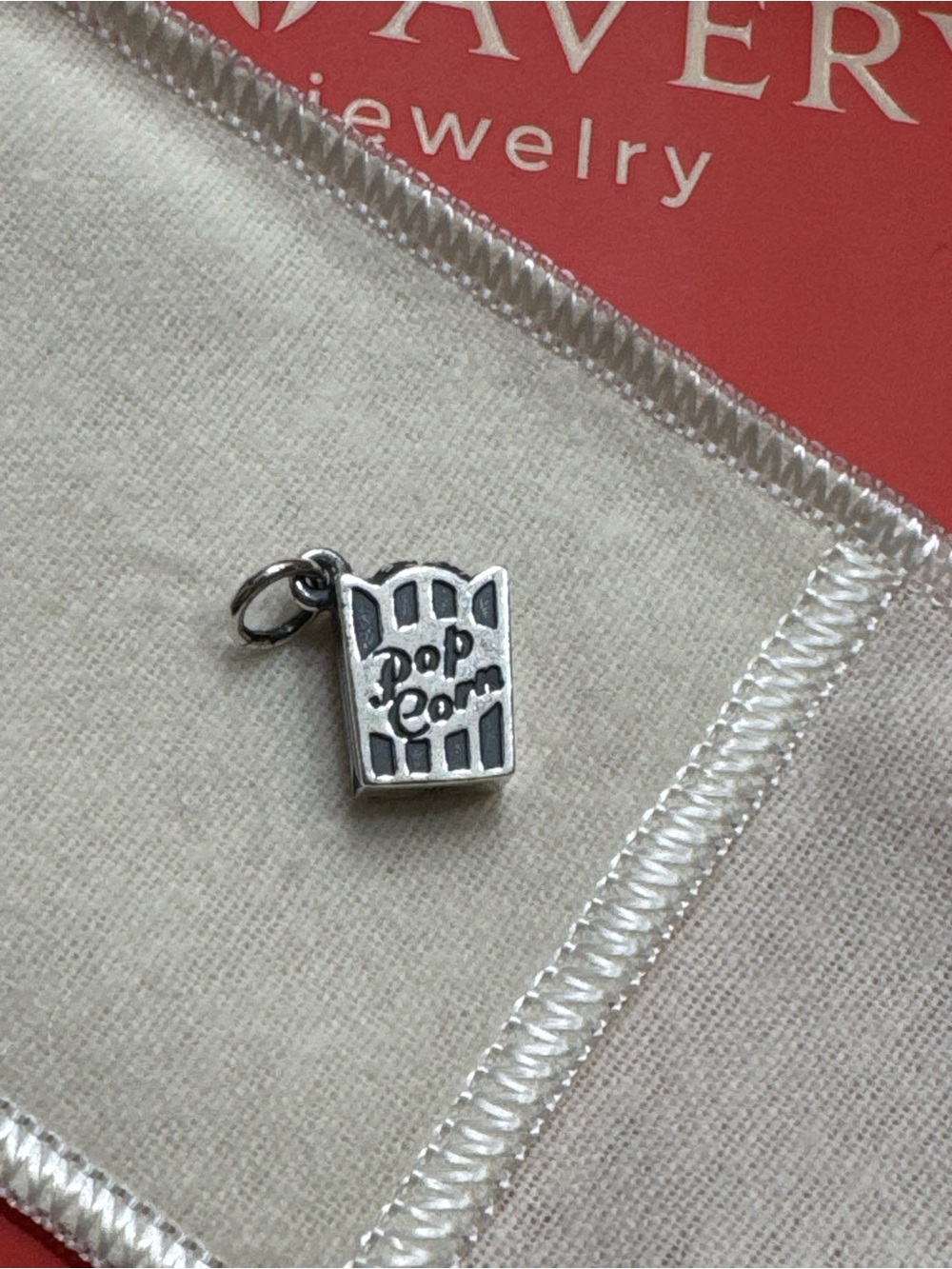 RARE Retired James Avery Sterling Silver 3D Popcorn Bag Charm Uncut Loop 925 HTF